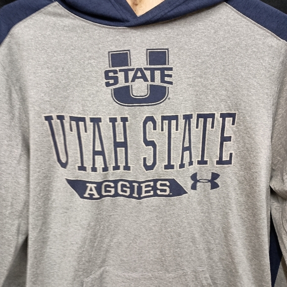 Grey under armor Long sleeve Utah State University pull over hoodie size medium - Picture 11 of 11